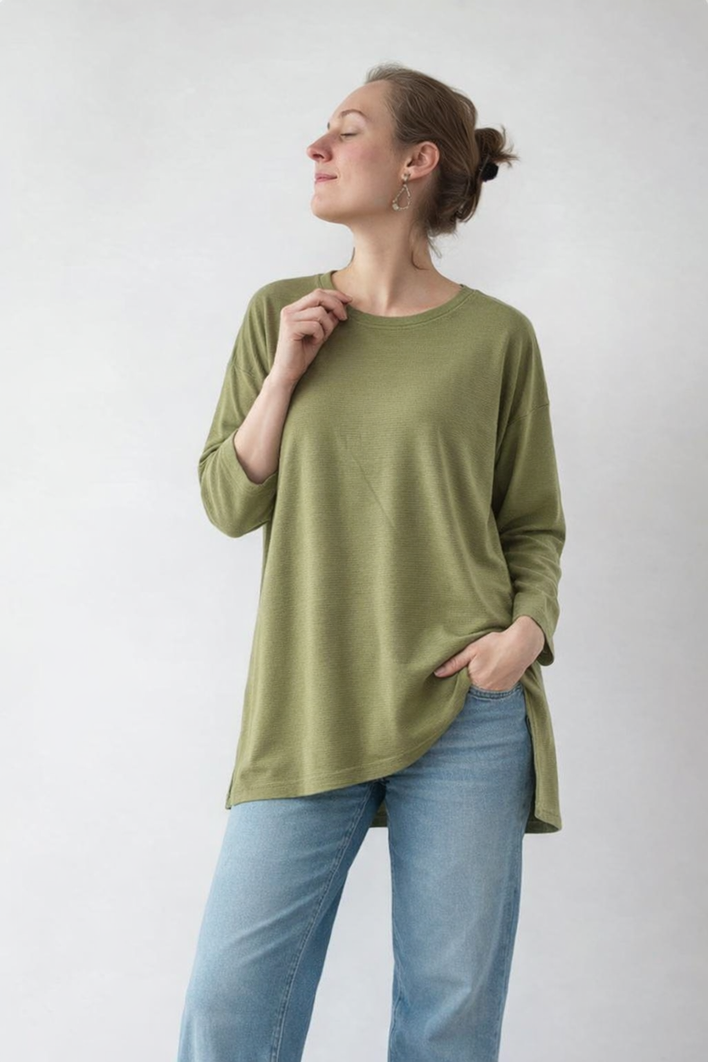 Hezak Plus size green Top | full sleeve | oversized top