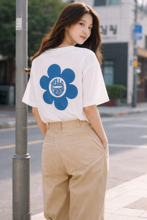 HEZAK  White t-Shirt | Floral Printed | Oversized Tshirt