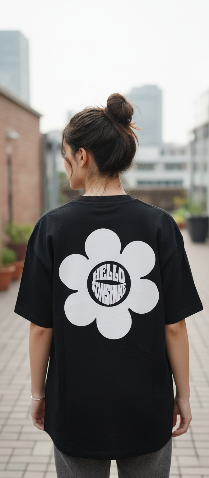 Hezak black t-shirt | floral printed T-shirt | oversized