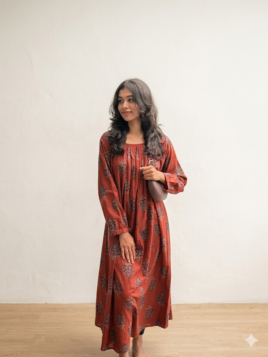 HEZAK  cotton pleated long top
