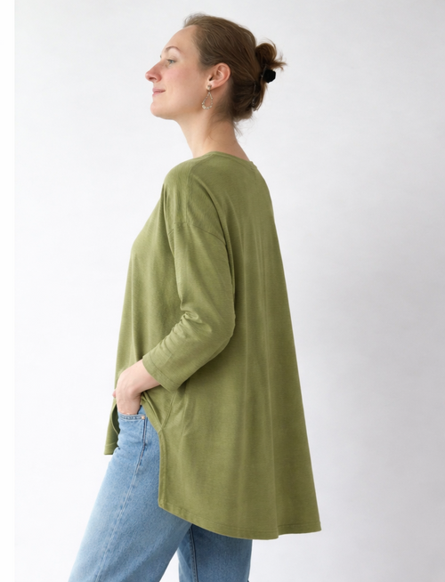 HEZAK  Plus Size Green Top | Full Sleeve | Oversized Top