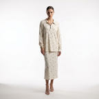 HEZAK Floral Ribbed Zip Co-ord Set in Ivory Floral