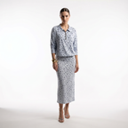 HEZAK Floral Ribbed Zip Co-ord Set in Blue Floral