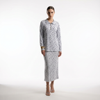 HEZAK Floral Ribbed Zip Co-ord Set in Blue Floral